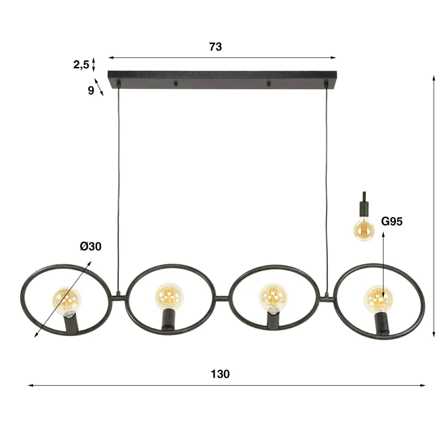 WoonStijl Hanglamp 4L Loop