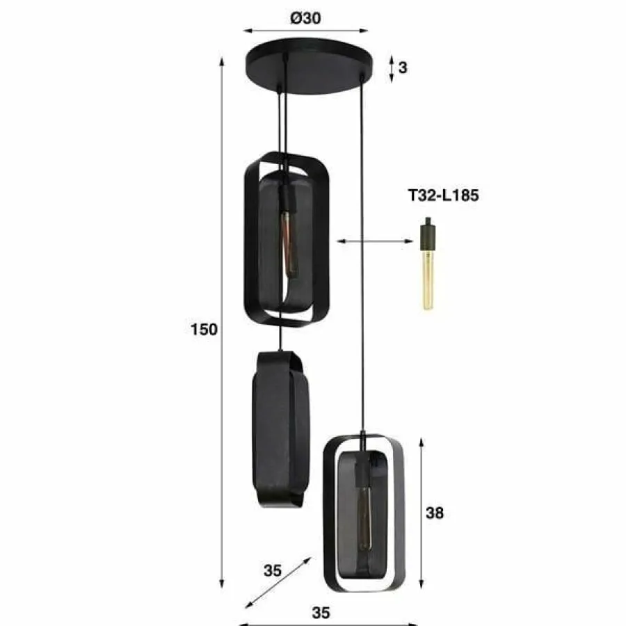 WoonStijl Hanglamp 3L mesh rotate Discount