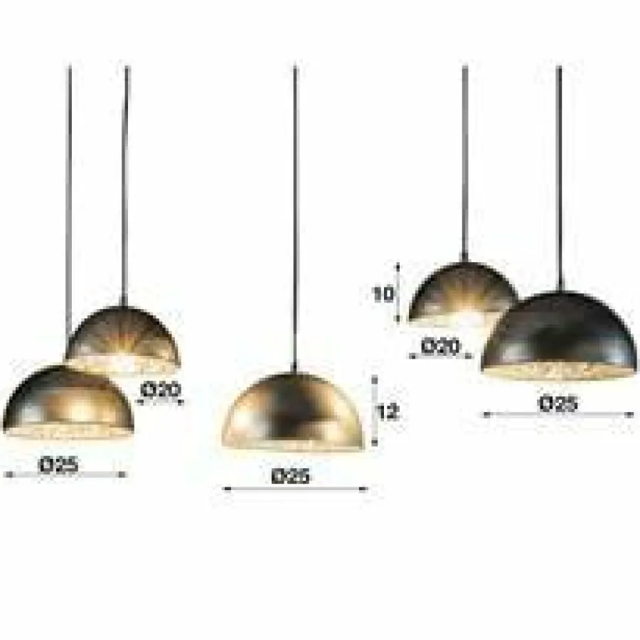 WoonStijl Hanglamp 5L met crossbar en old silvery mirror inside. / Old silvery finish Online
