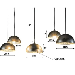 WoonStijl Hanglamp 5L met crossbar en old silvery mirror inside. / Old silvery finish Online