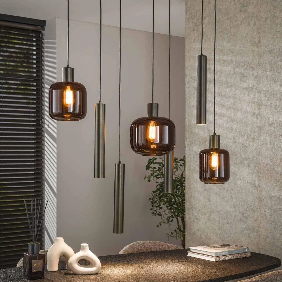 WoonStijl Hanglamp 4+3L mix Bronza Outlet