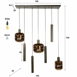 WoonStijl Hanglamp 4+3L mix Bronza Outlet