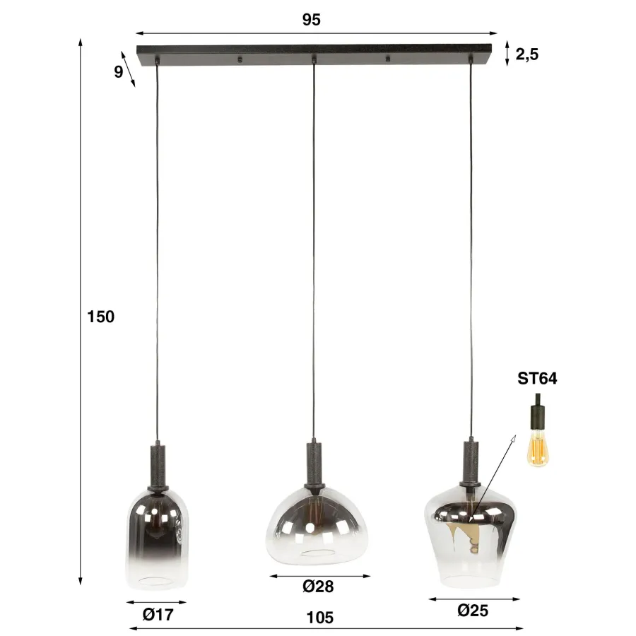 WoonStijl Hanglamp 3L mix Zenith Sale