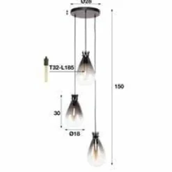 WoonStijl Hanglamp 3L nugget shaded New