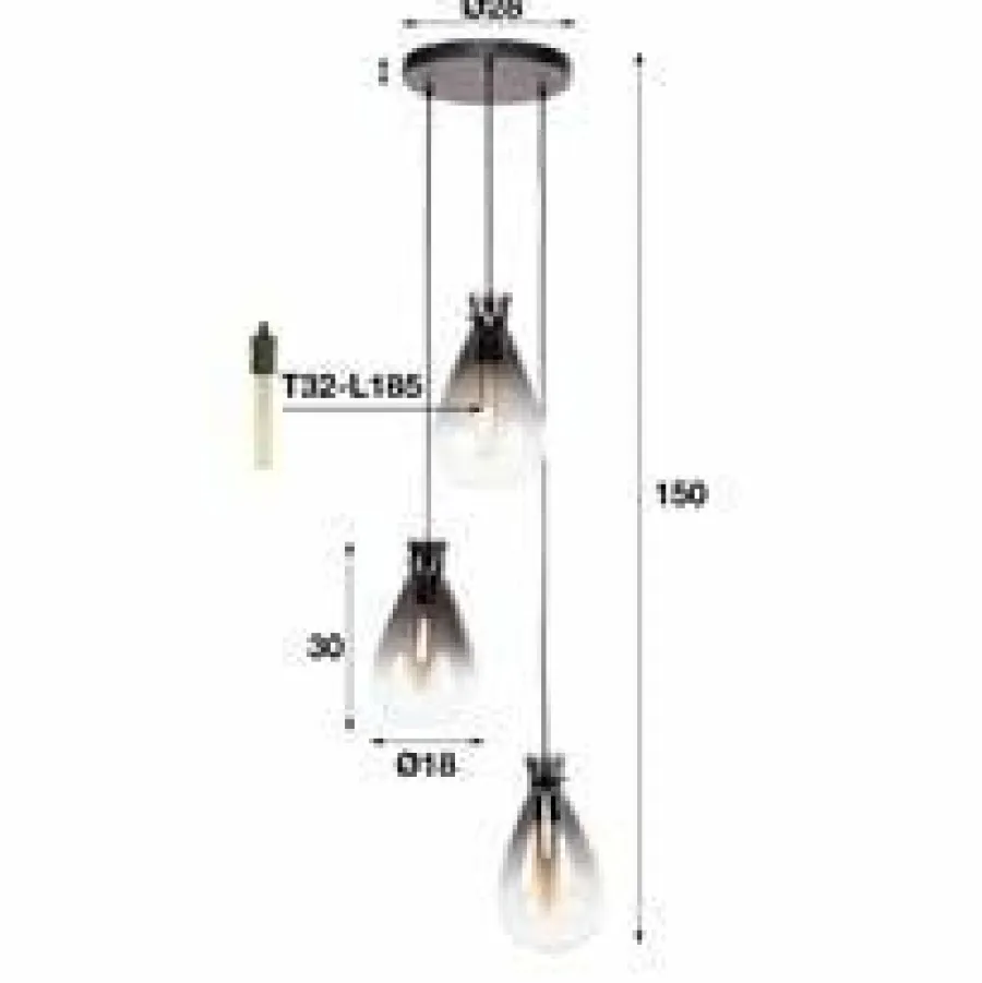 WoonStijl Hanglamp 3L nugget shaded New