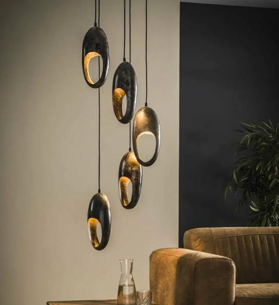 WoonStijl Hanglamp 5L open oog getrapt / Oud zilver Best