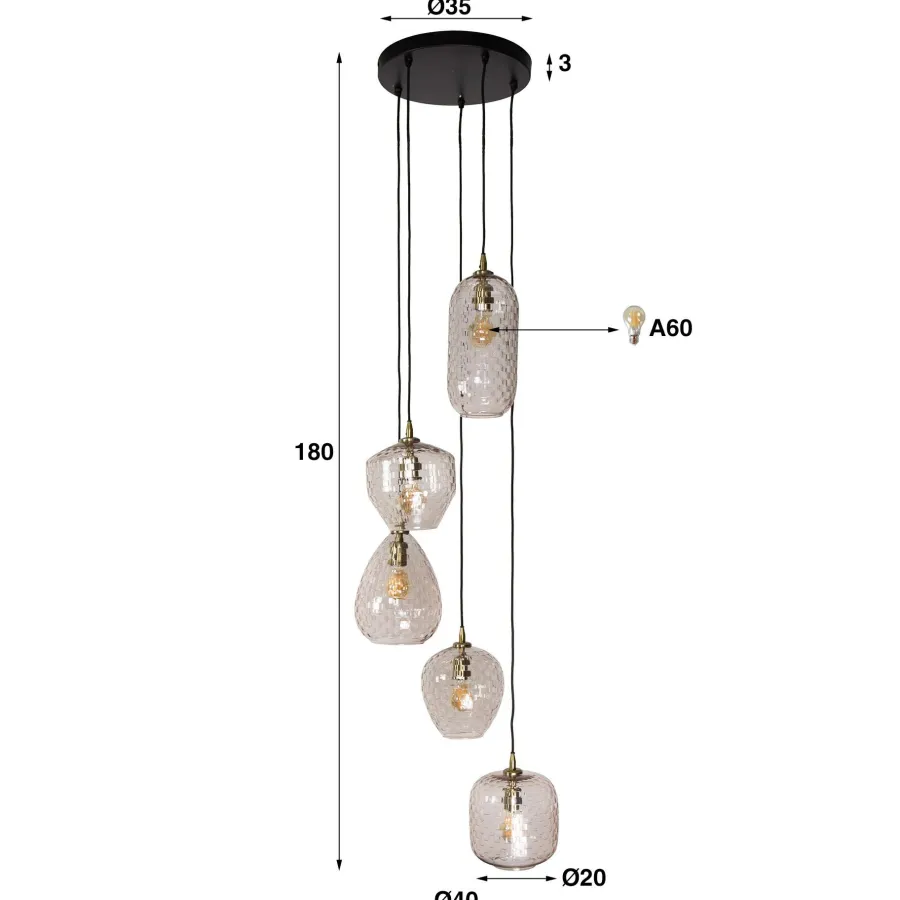 WoonStijl Hanglamp 5L patch pattern getrapt Best