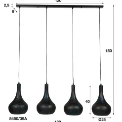 WoonStijl Hanglamp 4L Punch Kegel zwart-bruin Outlet