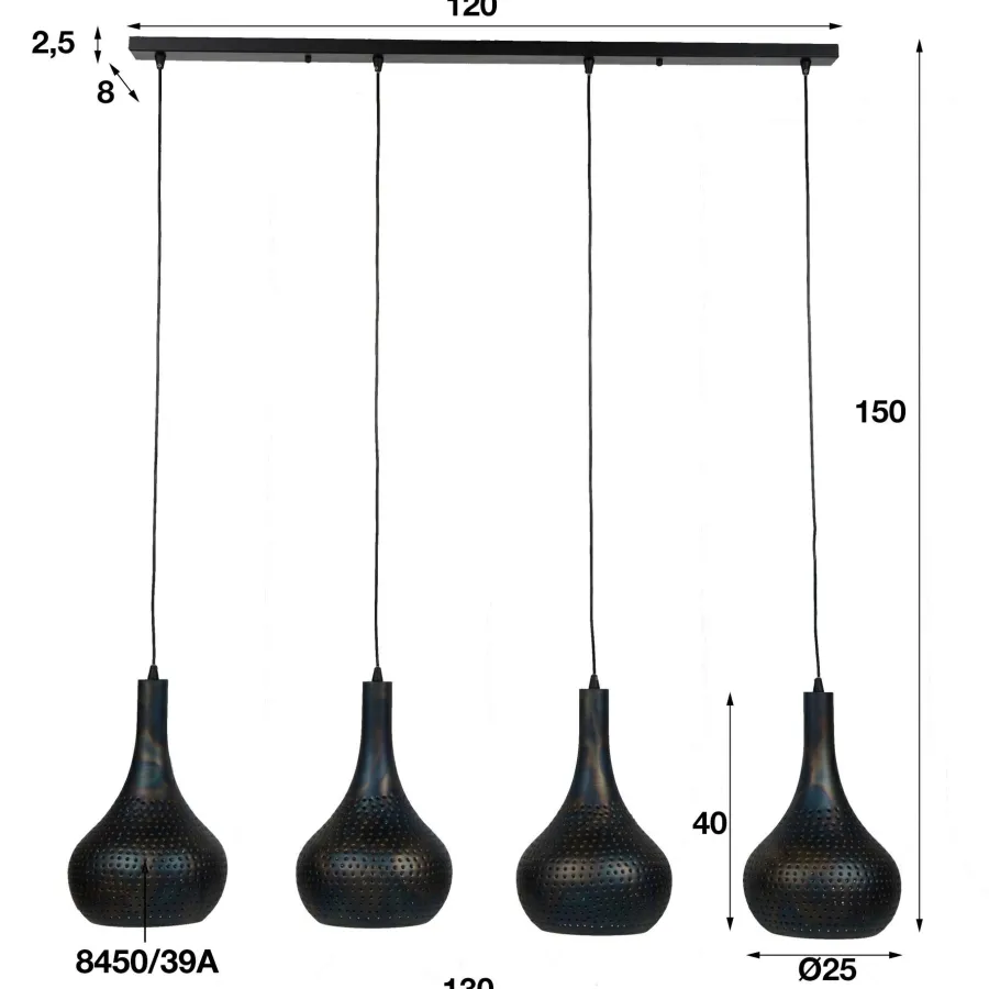 WoonStijl Hanglamp 4L Punch Kegel zwart-bruin Outlet