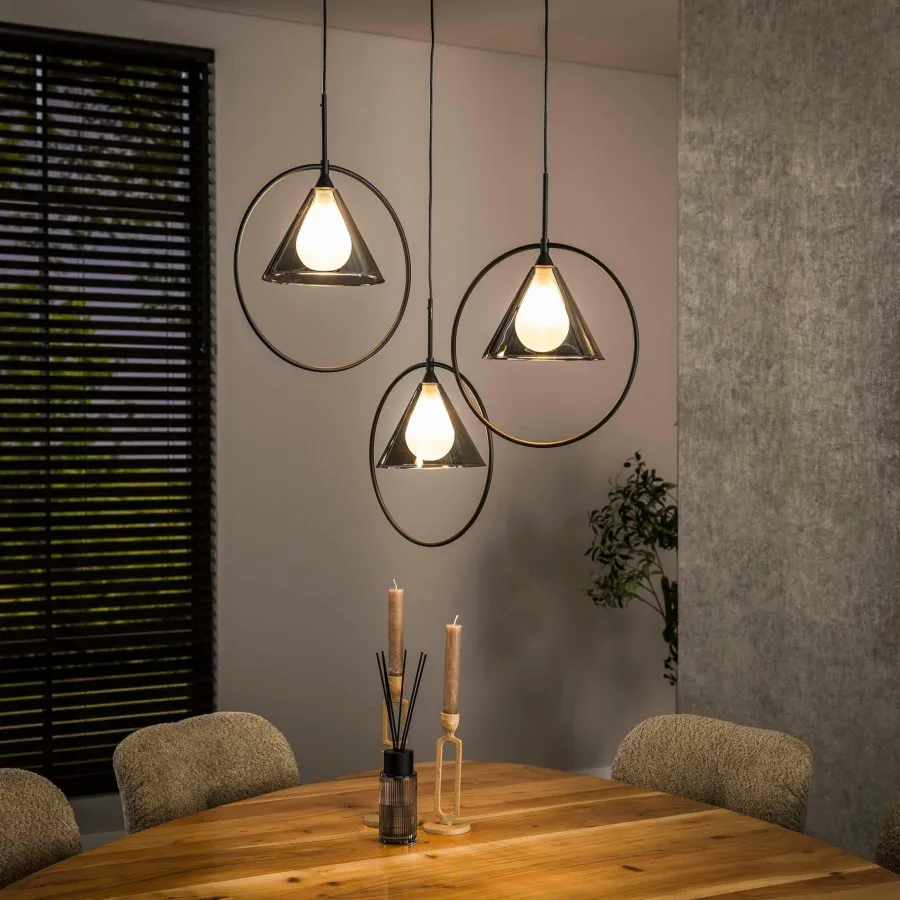 WoonStijl Hanglamp 3L ring getrapt tapse kap (G9) Outlet