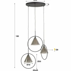 WoonStijl Hanglamp 3L ring getrapt tapse kap (G9) Outlet