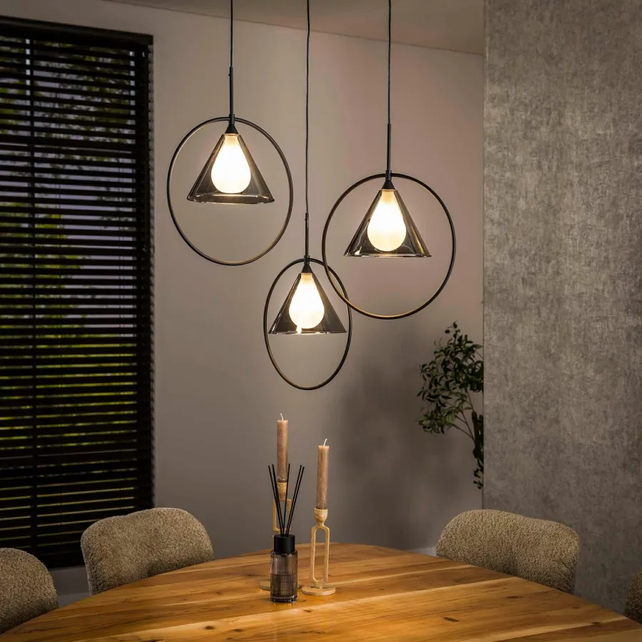 WoonStijl Hanglamp 3L ring getrapt tapse kap (G9) Outlet