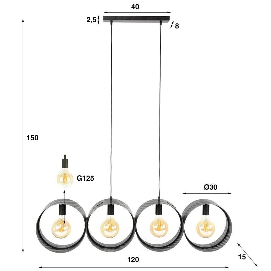 WoonStijl Hanglamp 4L ring geperforeerd Hot