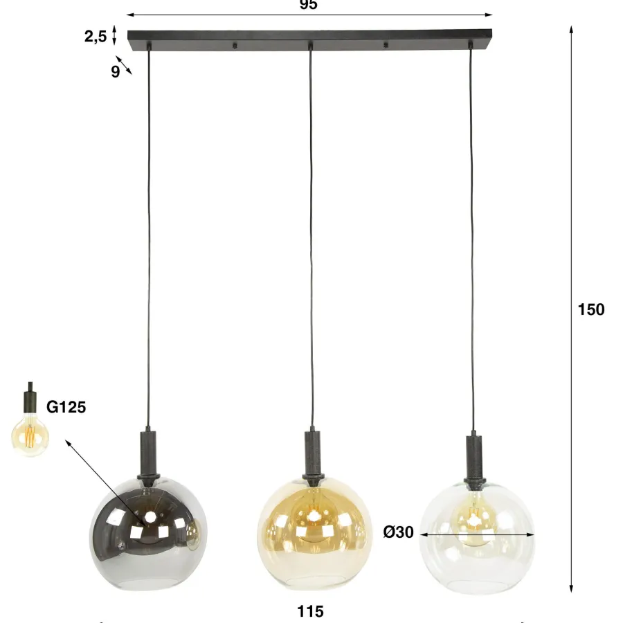 WoonStijl Hanglamp 3L Sfera tricolore Discount