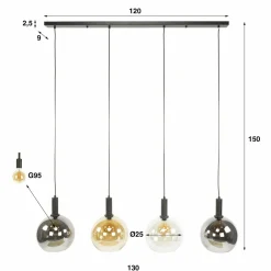 WoonStijl Hanglamp 4L Sfera tricolore New