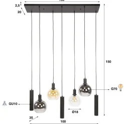 WoonStijl Hanglamp 4+3L Sfera tricolore Hot