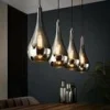 WoonStijl Hanglamp 4L silver drop glass New