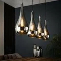 WoonStijl Hanglamp 4L silver drop glass New