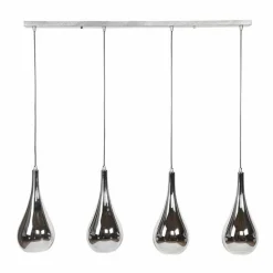 WoonStijl Hanglamp 4L silver drop glass New