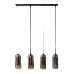 WoonStijl Hanglamp 4L smoke glas-geperforeerd staal New