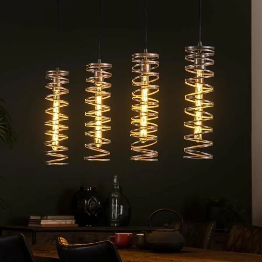 WoonStijl Hanglamp 4L spiral / Burned zilverkleurig Discount