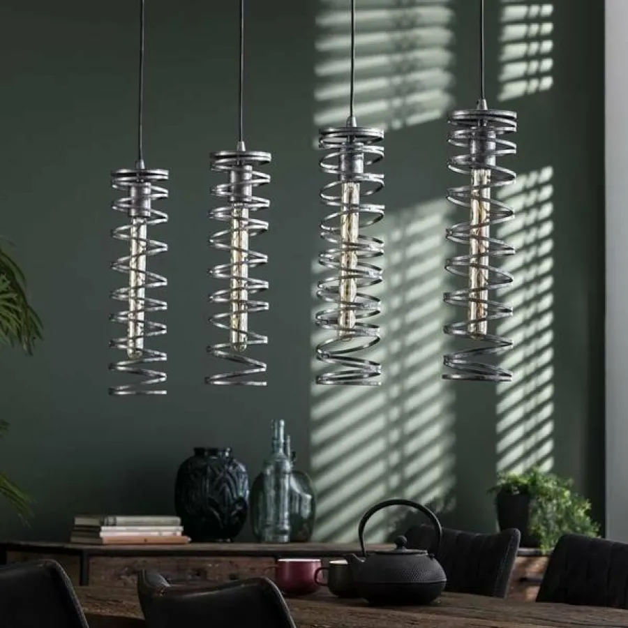 WoonStijl Hanglamp 4L spiral / Burned zilverkleurig Discount