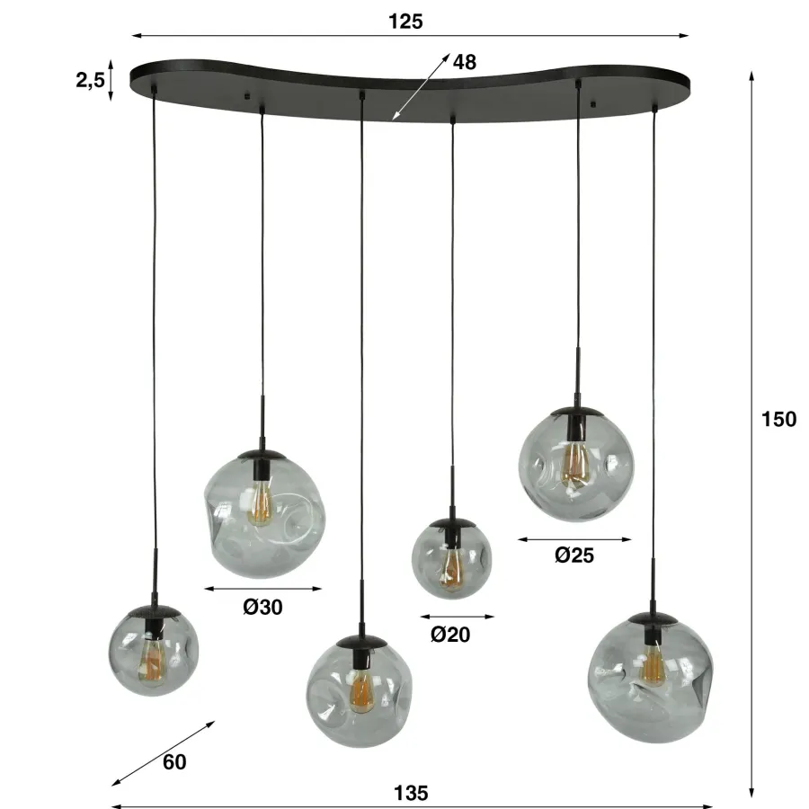 WoonStijl Hanglamp 6L Stellar Black