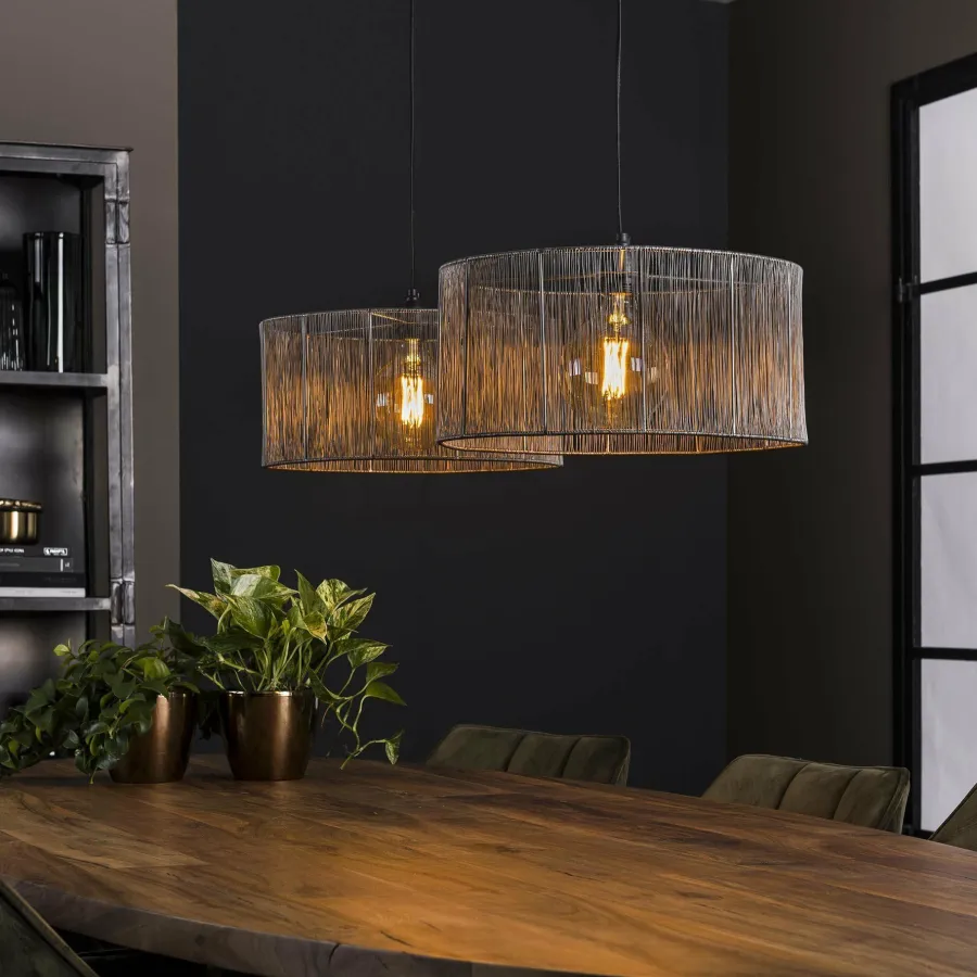 WoonStijl Hanglamp 2L stringshade metal New