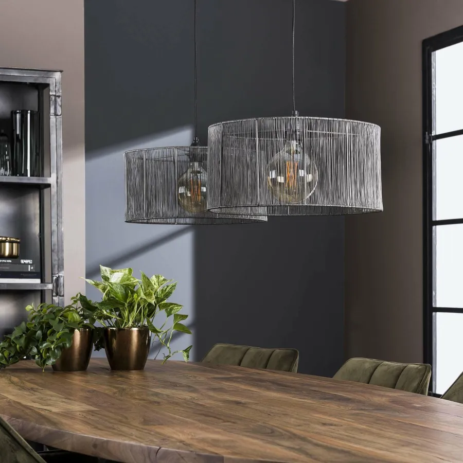 WoonStijl Hanglamp 2L stringshade metal New