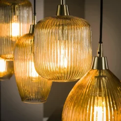 WoonStijl Hanglamp 5L stripe glass mix Outlet