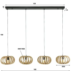 WoonStijl Hanglamp 4L stripes Sale
