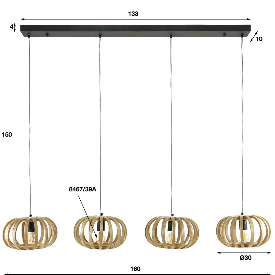 WoonStijl Hanglamp 4L stripes Sale