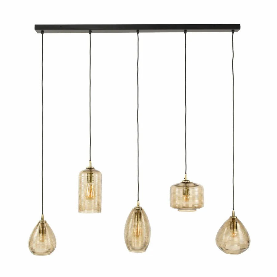 WoonStijl Hanglamp 5L Stripe glas horizontaal Clearance