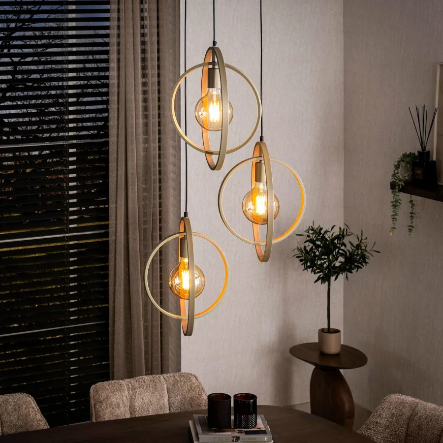 WoonStijl Hanglamp 3L Turn around getrapt beige Online