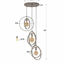 WoonStijl Hanglamp 3L Turn around getrapt beige Online