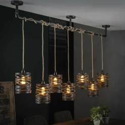 WoonStijl Hanglamp 7L twist wikkel XL / Slate grey Hot
