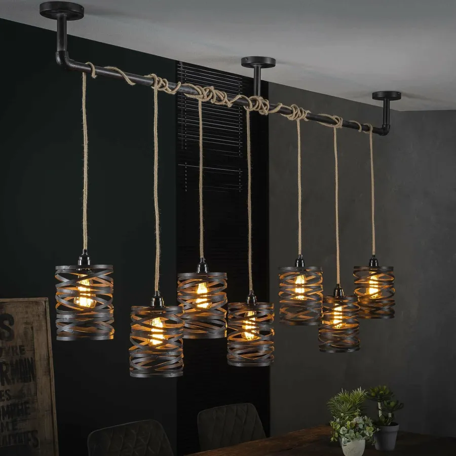 WoonStijl Hanglamp 7L twist wikkel XL / Slate grey Hot