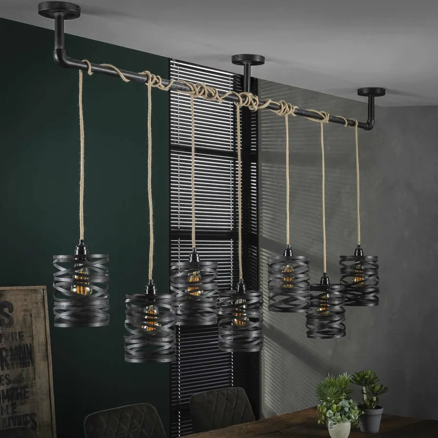 WoonStijl Hanglamp 7L twist wikkel XL / Slate grey Hot