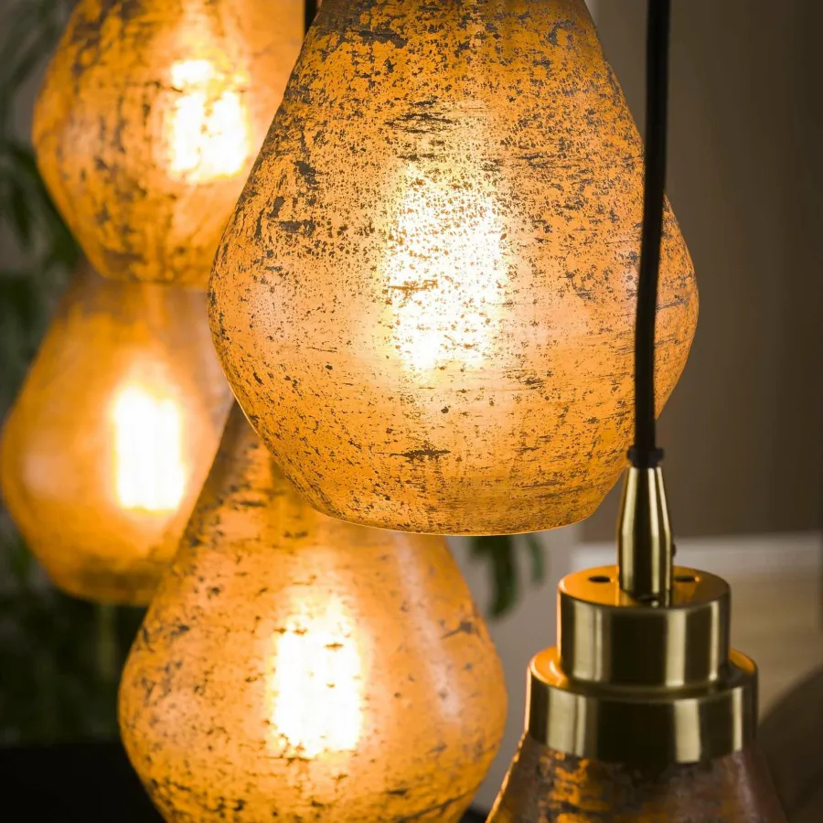 WoonStijl Hanglamp 5L vintage brown glass Discount