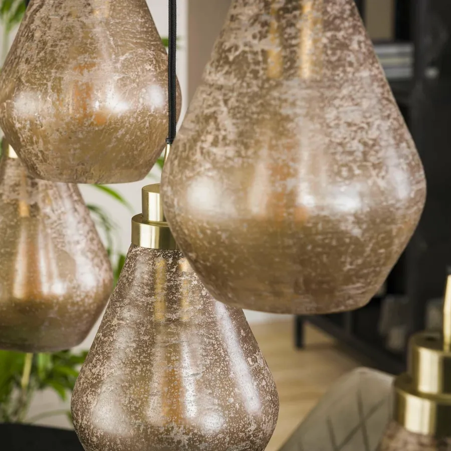 WoonStijl Hanglamp 5L vintage brown glass Discount