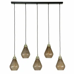 WoonStijl Hanglamp 5L vintage brown glass Discount