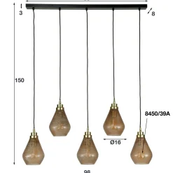 WoonStijl Hanglamp 5L vintage brown glass Discount