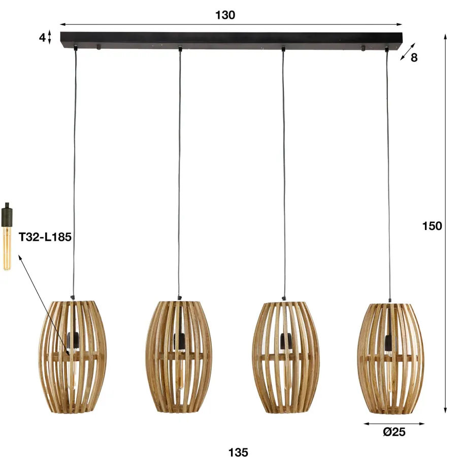 WoonStijl Hanglamp Orbit met 4 kappen Best