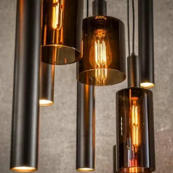 WoonStijl Hanglamp Sepiora 5+4-lichts Sienna bruin Hot