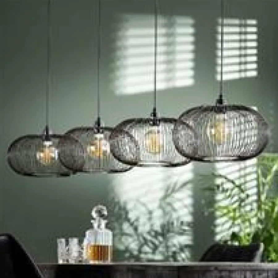 WoonStijl Hanglamp 4x Ø35 disk wire copper twist / Zwart nikkel Outlet