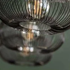 WoonStijl Hanglamp 4x Ø35 disk wire copper twist / Zwart nikkel Outlet