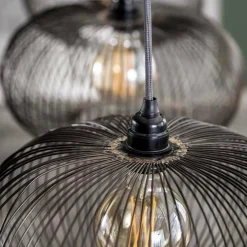 WoonStijl Hanglamp 4x Ø35 disk wire copper twist / Zwart nikkel Outlet