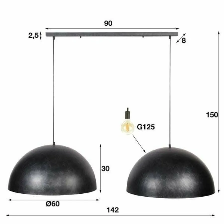 WoonStijl Hanglamp 2x Ø60 Dome Sale