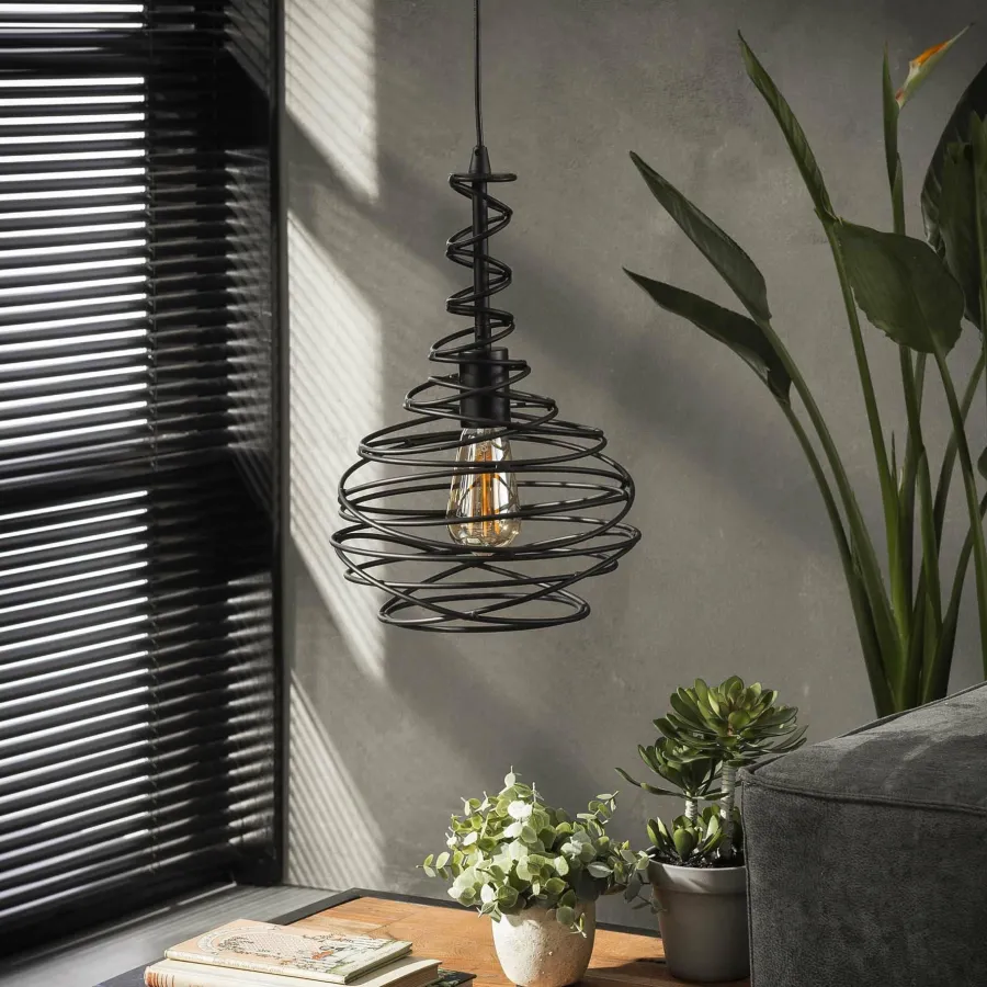 WoonStijl Hanglamp 1x Ø25 kegel spinn / Zwart Hot