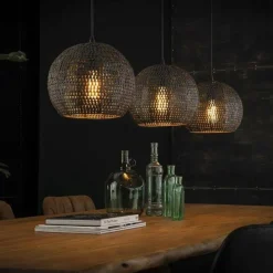 WoonStijl Hanglamp 3x armor half rond / Zwart bruin Online